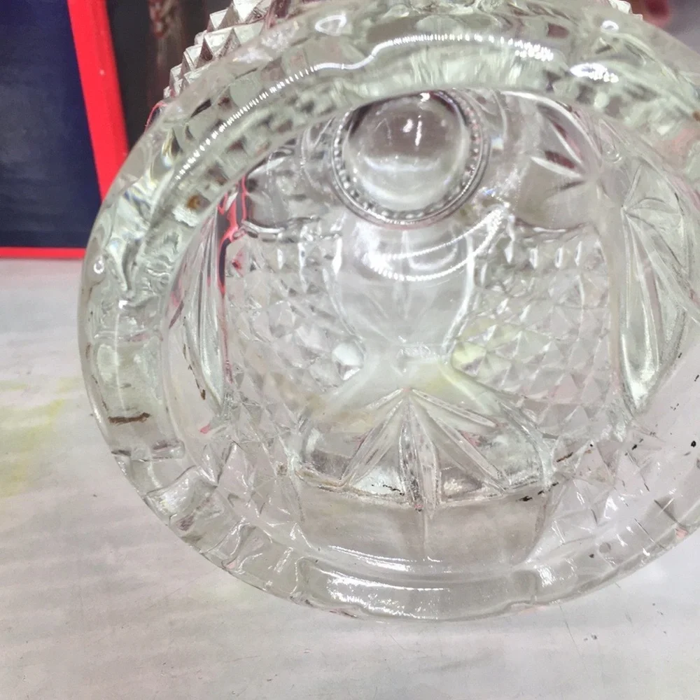 Vintage Avon Clearfire Pressed Glass Pedestal Candle Holder